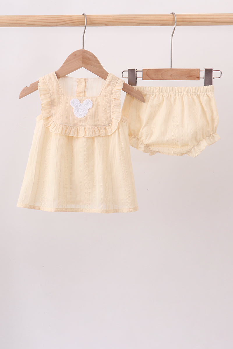 Oatmeal character french knot bloomer set