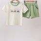 Monster truck embroidery stripe shorts set