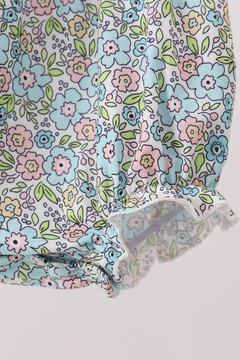 Mint Chicken Applique Ruffle Bubble