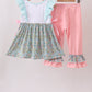 Mint Chicken Applique Ruffle Pants Set