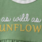 Green Sunflower Applique Ruffle Bubble