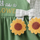 Green Sunflower Applique Ruffle Bloomer Set