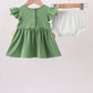 Green Sunflower Applique Ruffle Bloomer Set