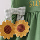 Green Sunflower Applique Ruffle Shorts Set