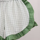 Green Sunflower Applique Ruffle Shorts Set