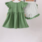 Green Sunflower Applique Ruffle Shorts Set