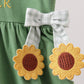Green Sunflower Applique Ruffle Dress