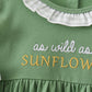 Green Sunflower Applique Ruffle Dress