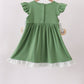 Green Sunflower Applique Ruffle Dress