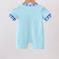 Blue character embroidery romper