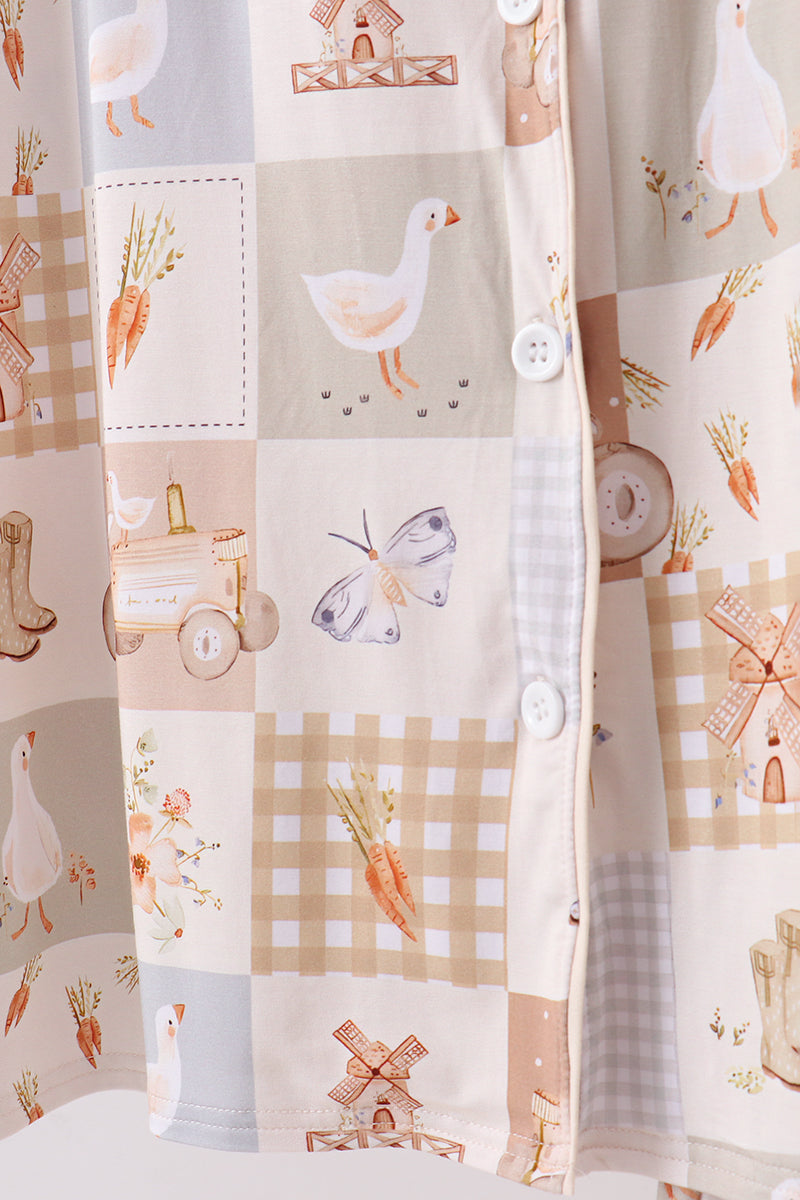 Khaki Goose Bamboo Mom Pajama Set