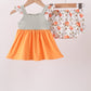Orange Pumpkin Embroidery Ruffle Bloomer Set