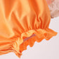 Orange Pumpkin Embroidery Ruffle Bubble