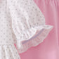 Pink Prayer Embroidery Ruffle Pants Set