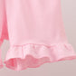 Pink Pumpkin Embroidery Ruffle Shorts Set