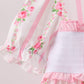 Pink Pumpkin Embroidery Ruffle Pants Set