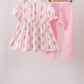 Pink Pumpkin Embroidery Ruffle Pants Set