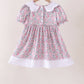 Pink Floral Embroidery Ruffle Dress