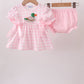 Pink Mallard Applique Gingham Bloomer Set