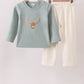 Sage Deer Embroidery Pants Set