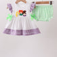 Purple Hocus pocus french knot ruffle bloomer set
