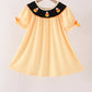 Mustard Candy Embroidery Gingham Dress