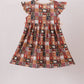 Brown Made to Worship Embroidery Ruffle Dress