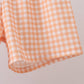 Orange Pumpkin Embroidery Gingham Shorts Set