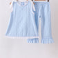 Blue Jacquard Lace Ruffle Pants Set