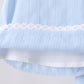 Blue Jacquard Lace Ruffle Pants Set