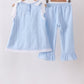 Blue Jacquard Lace Ruffle Pants Set