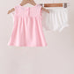 Pink Pumpkin Bow Embroidery Ruffle Bloomer Set