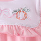Pink Pumpkin Bow Embroidery Ruffle Bubble