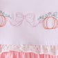 Pink Pumpkin Bow Embroidery Ruffle Shorts Set