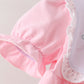 Pink Pumpkin Bow Embroidery Ruffle Shorts Set