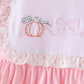 Pink Pumpkin Bow Embroidery Ruffle Dress