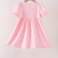 Pink Pumpkin Bow Embroidery Ruffle Dress