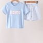 Blue Pumpkin Embroidery Gingham Shorts Set