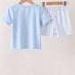 Blue Pumpkin Embroidery Gingham Shorts Set
