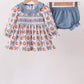 Blue Pumpkin Bow Smocked Bloomer Set