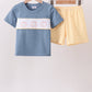 Blue Pumpkin Embroidery Gingham Shorts Set