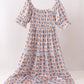 Blue Pumpkin Bow Mom Tiered Dress