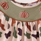 Camouflage Pumpkin Embroidery Ruffle Dress