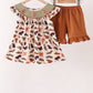 Camouflage Pumpkin Embroidery Ruffle Shorts Set
