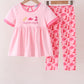 Pink Cowgirl Boots Embroidery Pants Set