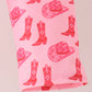Pink Cowgirl Boots Embroidery Pants Set