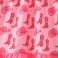 Pink Cowgirl Boots Embroidery Dress