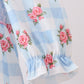 Blue Bow Smocked Floral Gingham Bubble