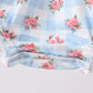 Blue Bow Smocked Floral Gingham Bubble