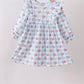 Blue Floral Ruffle Dress